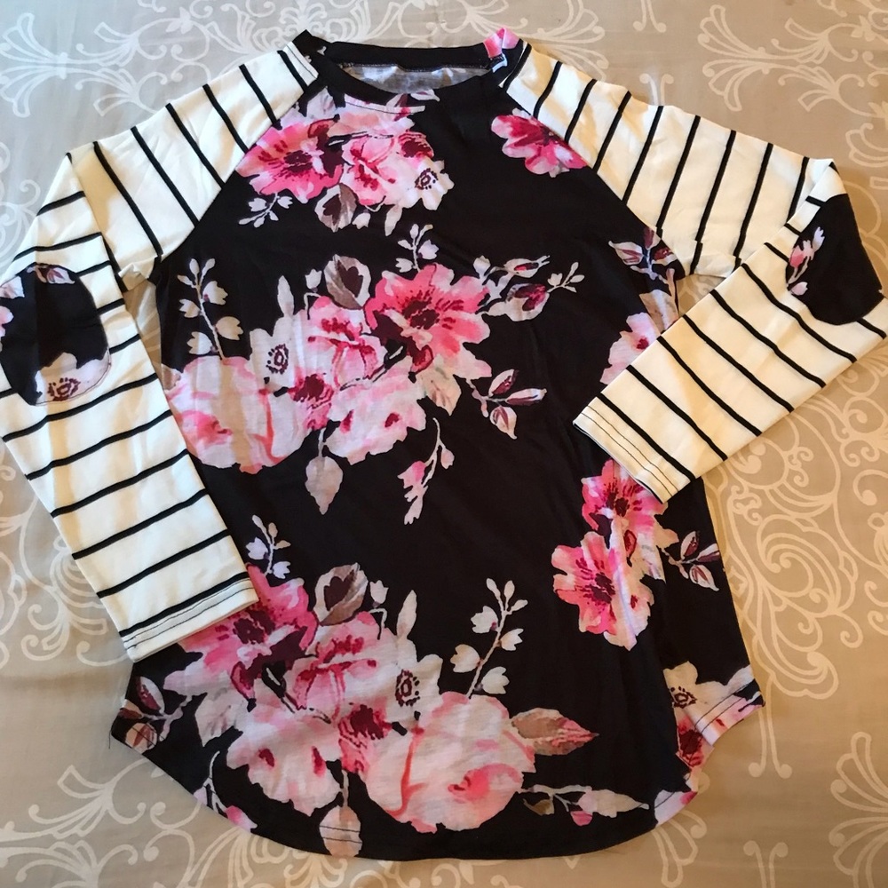 SOLD Floral Raglan Top